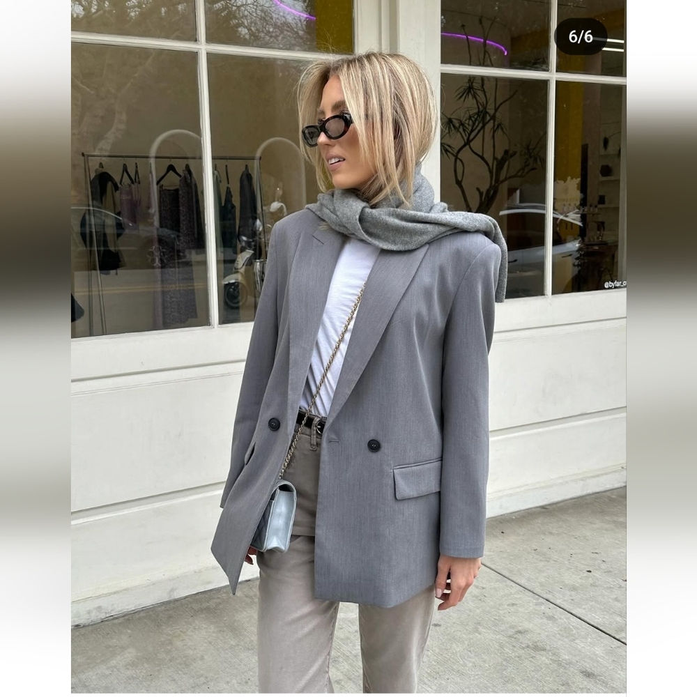 Zara Double Breasted Blazer Oversized Gray Size XL